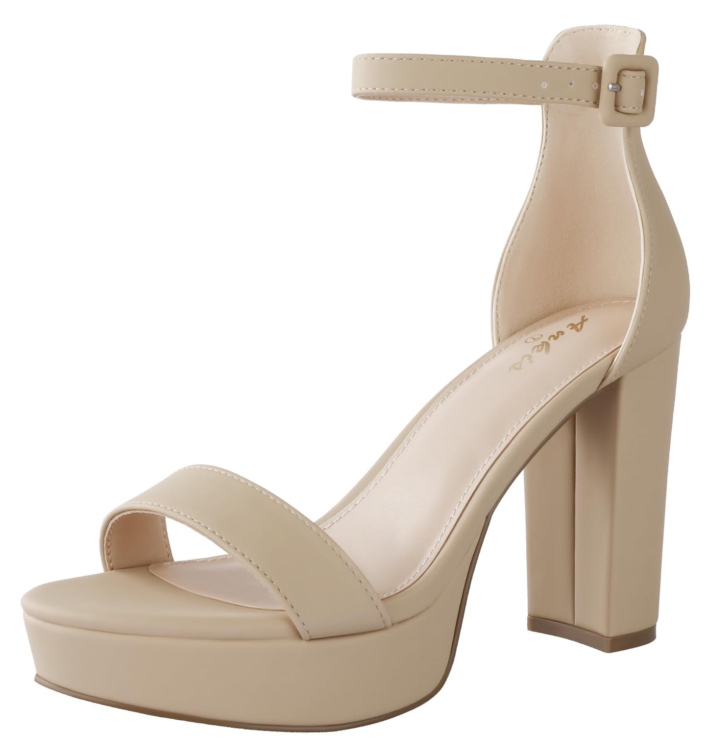 Ankis Chunky Platform Heels - 4 Inch Block Heeled Sandals for Women - Comfortable Open Toe Strappy Heels - Black, Nude, White, Silver, Gold - Summer Dress Shoes