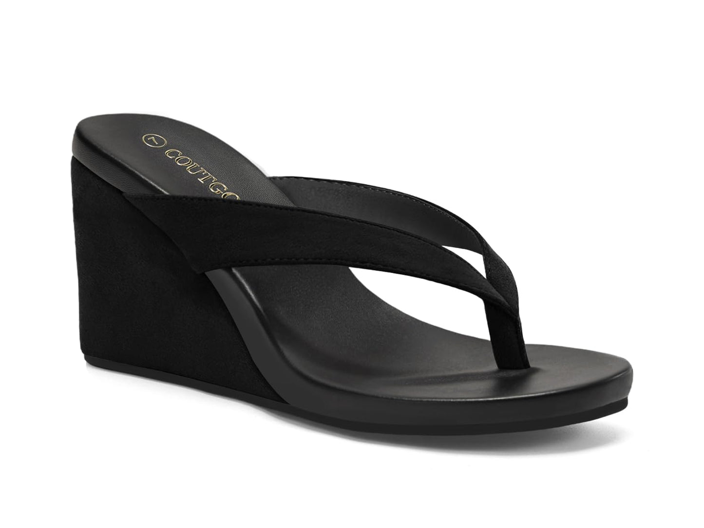 Coutgo Womens Wedge Heels Sandals Platform Flip Flops Slides Slip On Summer Beach Shoes