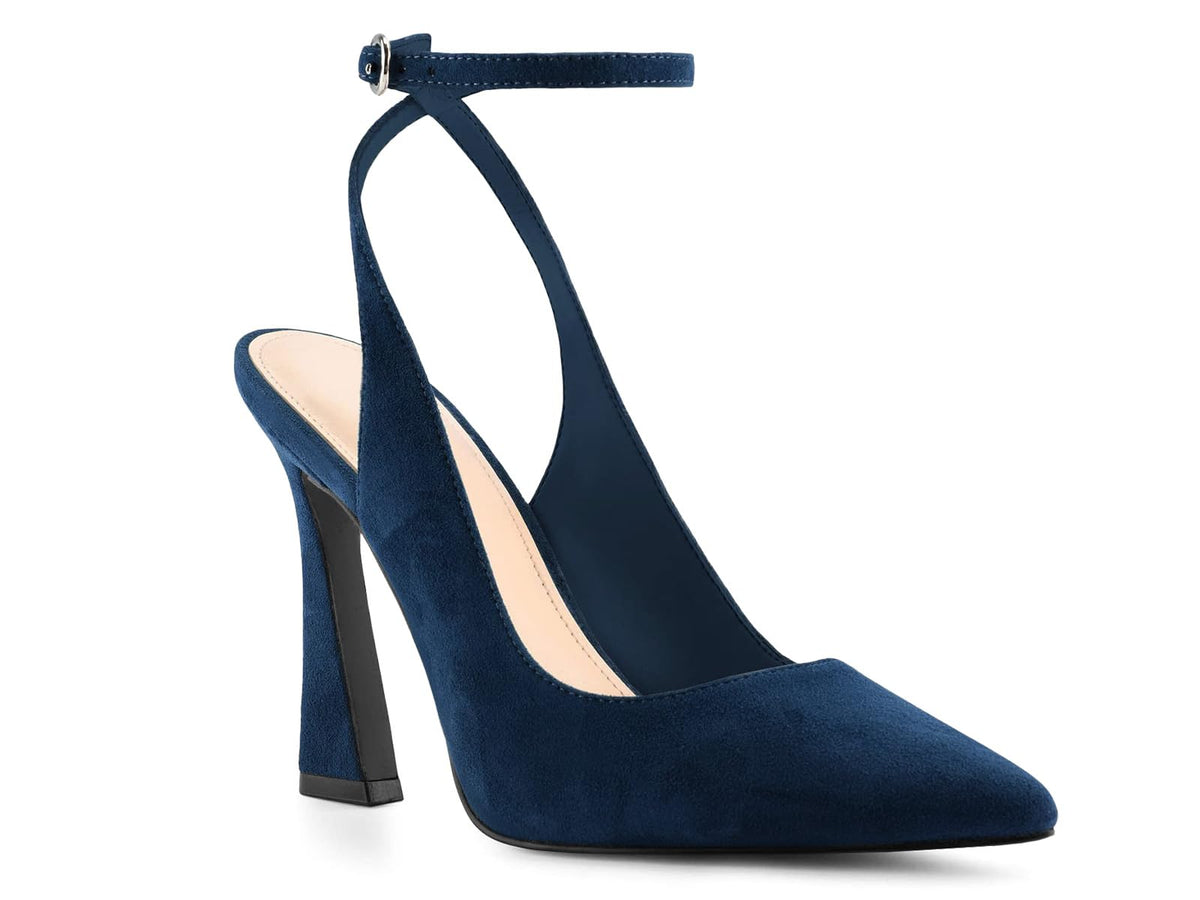 Womens Closed Toe Ankle Strap Heels Pointed Toe Pumps Shoes Slingback High Heel Wedding Dress Shoes
