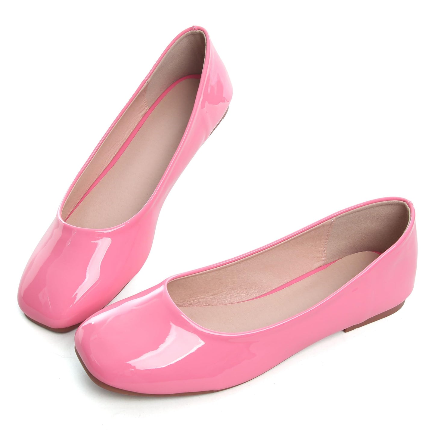 Dear Time Women's Casual Foldable Ballet Flats Square Toe Ballerina Flats Shoes Comfortable