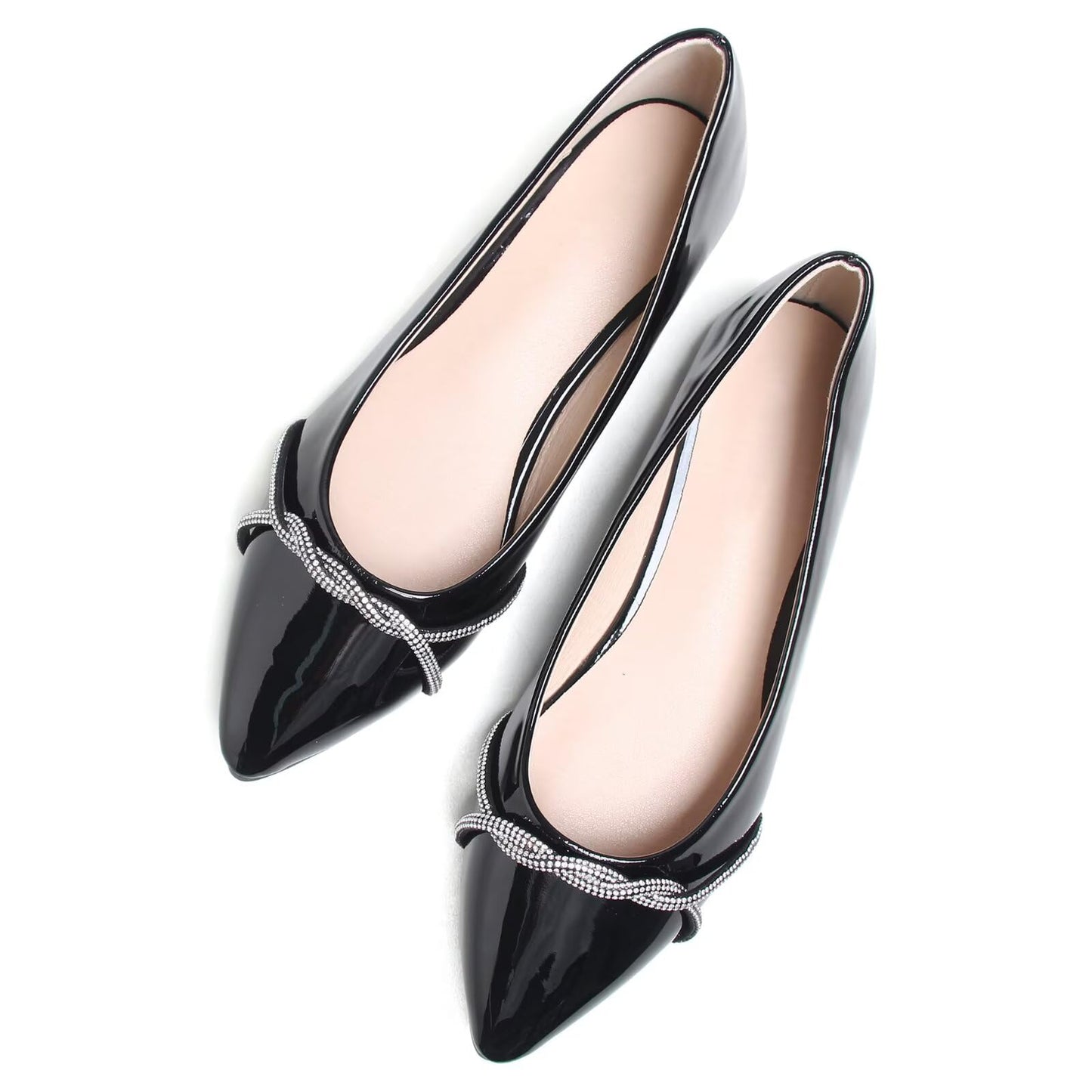 TN TANGNEST Womens Casual Flats Chain Ballet Flats | Fashion Pointed Toe Rhinestone Flats, Comfort Slip On Dress Shoes for Business Work Office Wedding Party