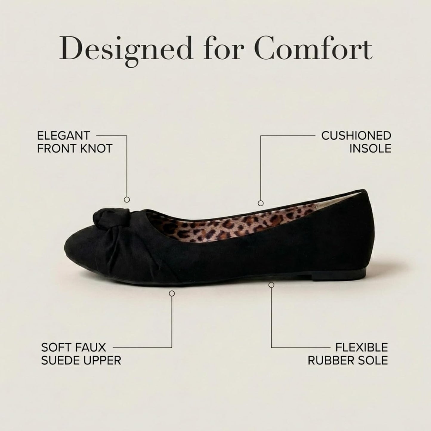 Epic Step Ballet Flats for Women, Comfortable Slip on Faux Suede Round Toe, Ballerina Dressy Flat Shoes