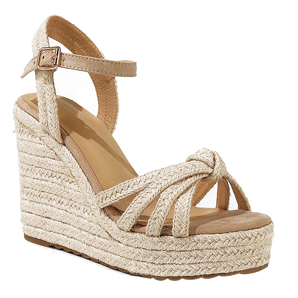 mikarka Wedge Heels Sandals for Women: Open Toe Platform Espadrilles Wedges | Comfortable Beach Summer Shoes, Adjustable Buckle Strap, Cushioned Insole for Daily Wear, Dressy, Casual & Vacation