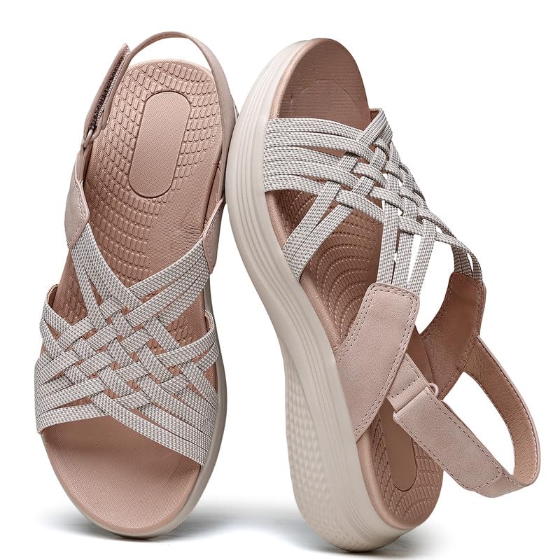 ziitop Women's Sandals Women Footwear Ladies Summer Sandals with Arch Support Comfortable Walking Beach shoes Flat Wedge for Dressy Vacation Travel Office Party Shopping Dating Nursing Water Sports