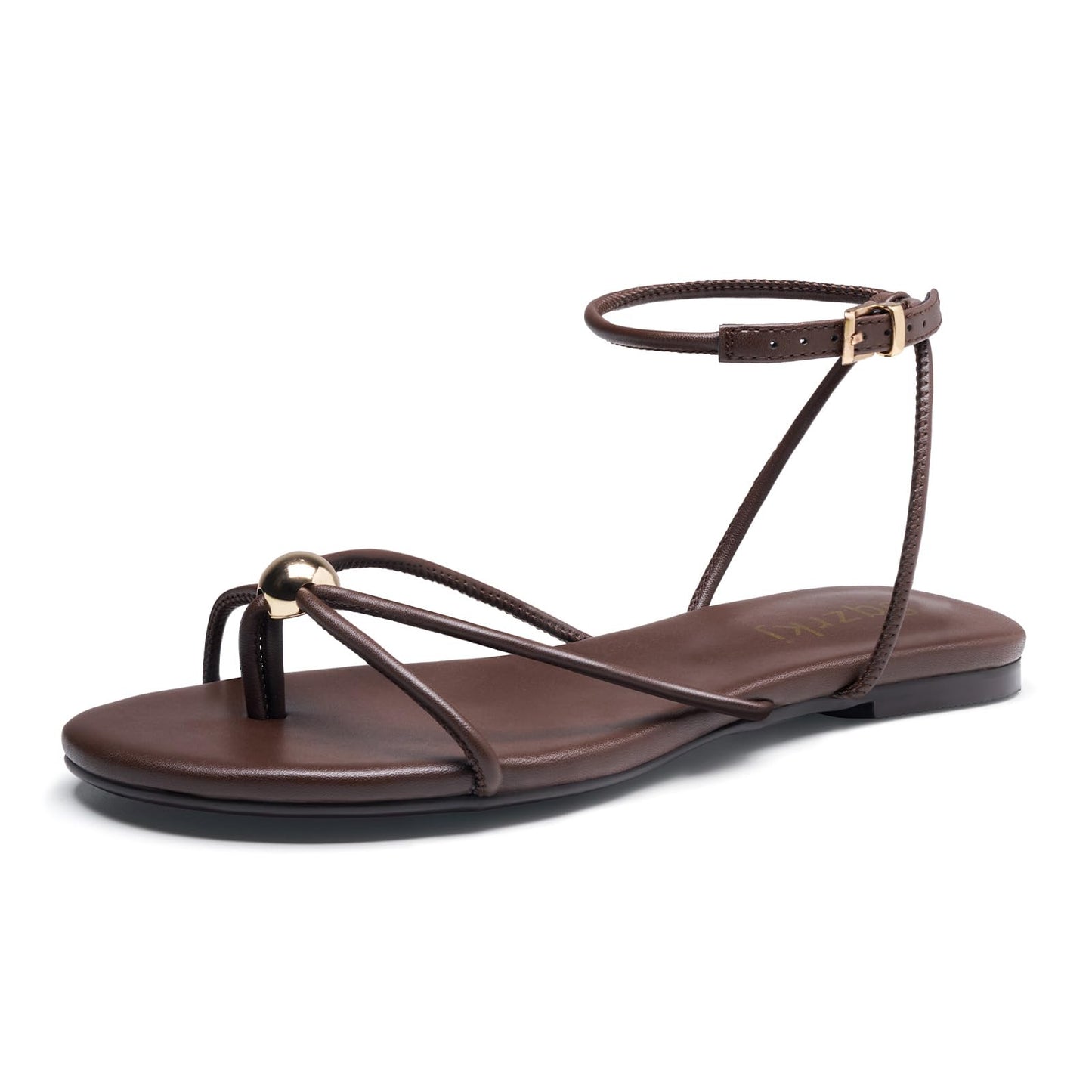 Strappy Flat Sandals for Women Comfortable Open Toe Ankle Strap Thong Sandals Summer Beach Dressy Shoes