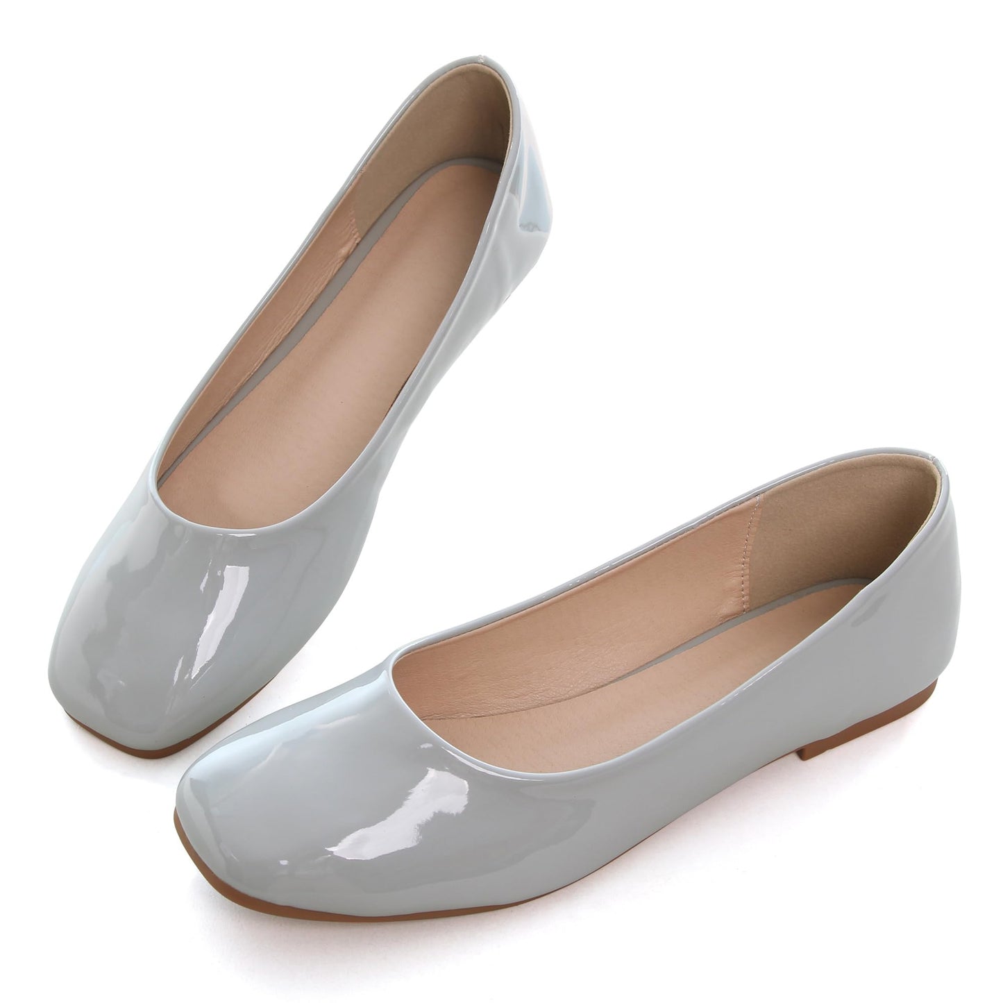 Dear Time Women's Casual Foldable Ballet Flats Square Toe Ballerina Flats Shoes Comfortable