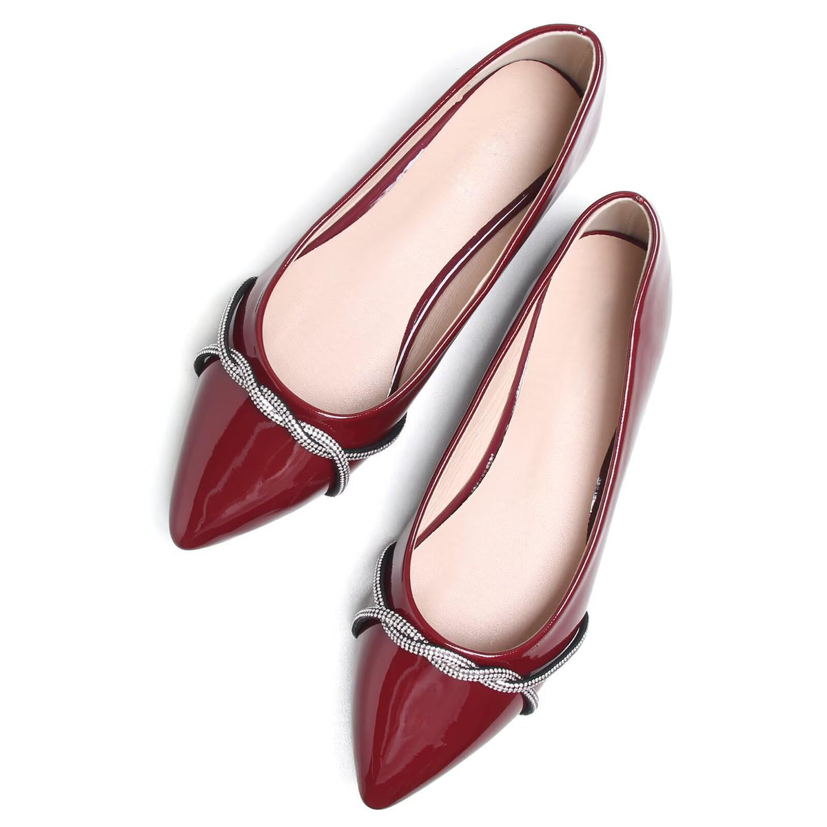 TN TANGNEST Womens Casual Flats Chain Ballet Flats | Fashion Pointed Toe Rhinestone Flats, Comfort Slip On Dress Shoes for Business Work Office Wedding Party