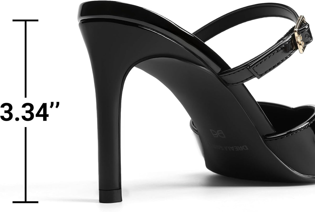 DREAM PAIRS Womens Closed Pointed Toe High Heels Mules | 3.34" Stiletto Women's Pumps Shoes Wedding Work Office Sexy Fashion Heels for Women