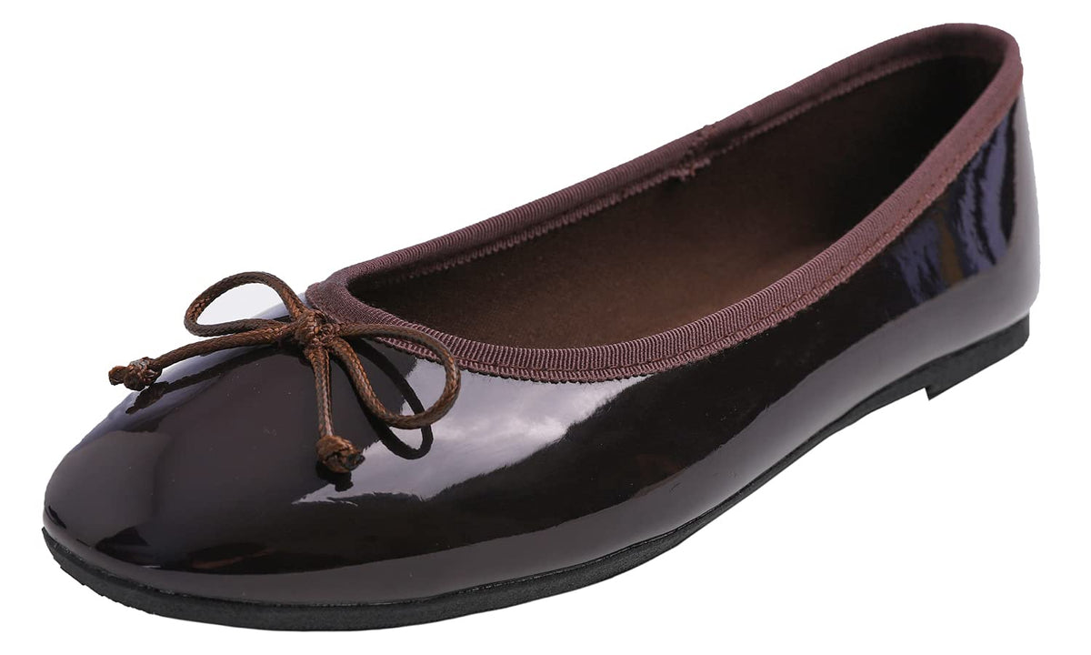 FEVERSOLE Women's Macaroon Colorful Memory Foam Cushion Insock Patent Ballet Flat