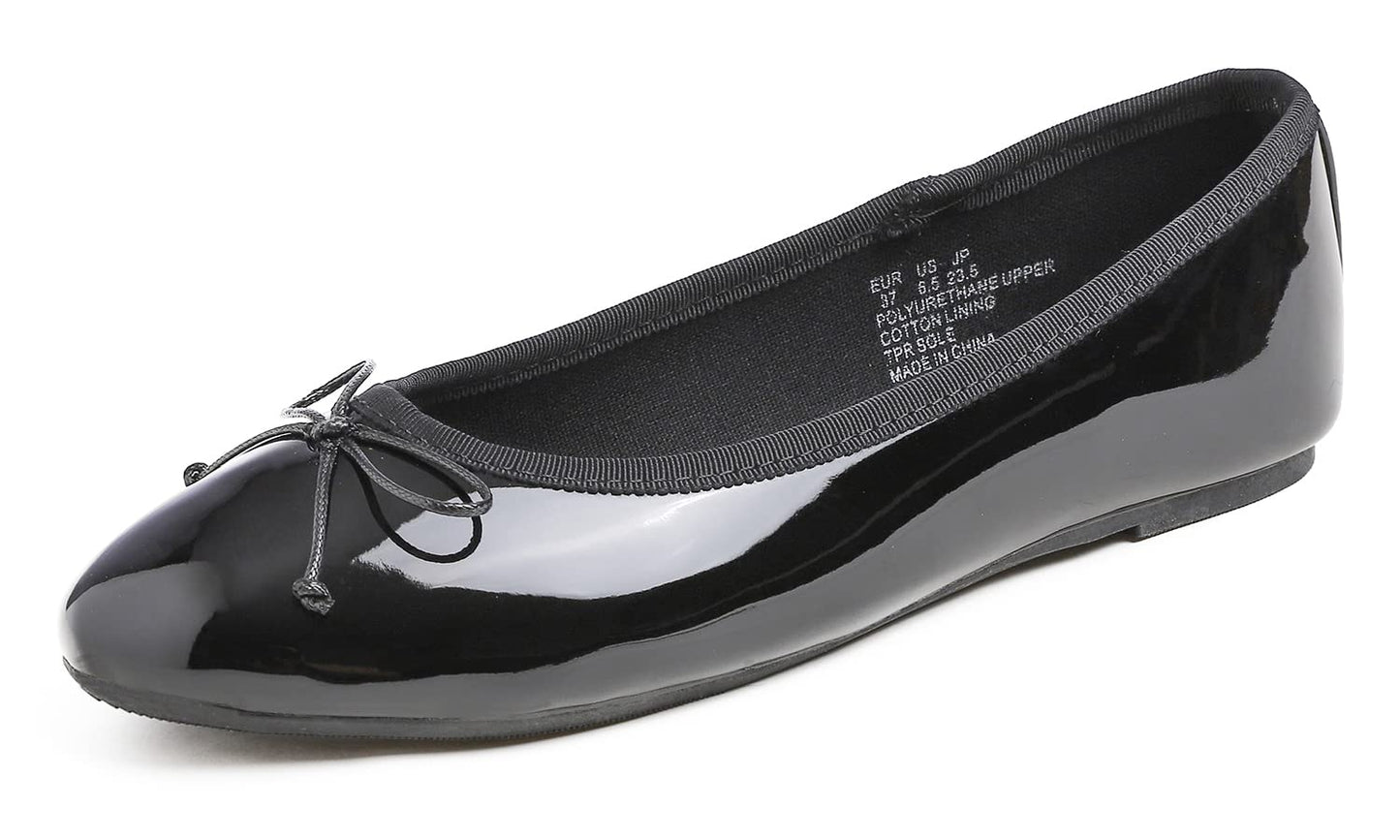 FEVERSOLE Women's Macaroon Colorful Memory Foam Cushion Insock Patent Ballet Flat
