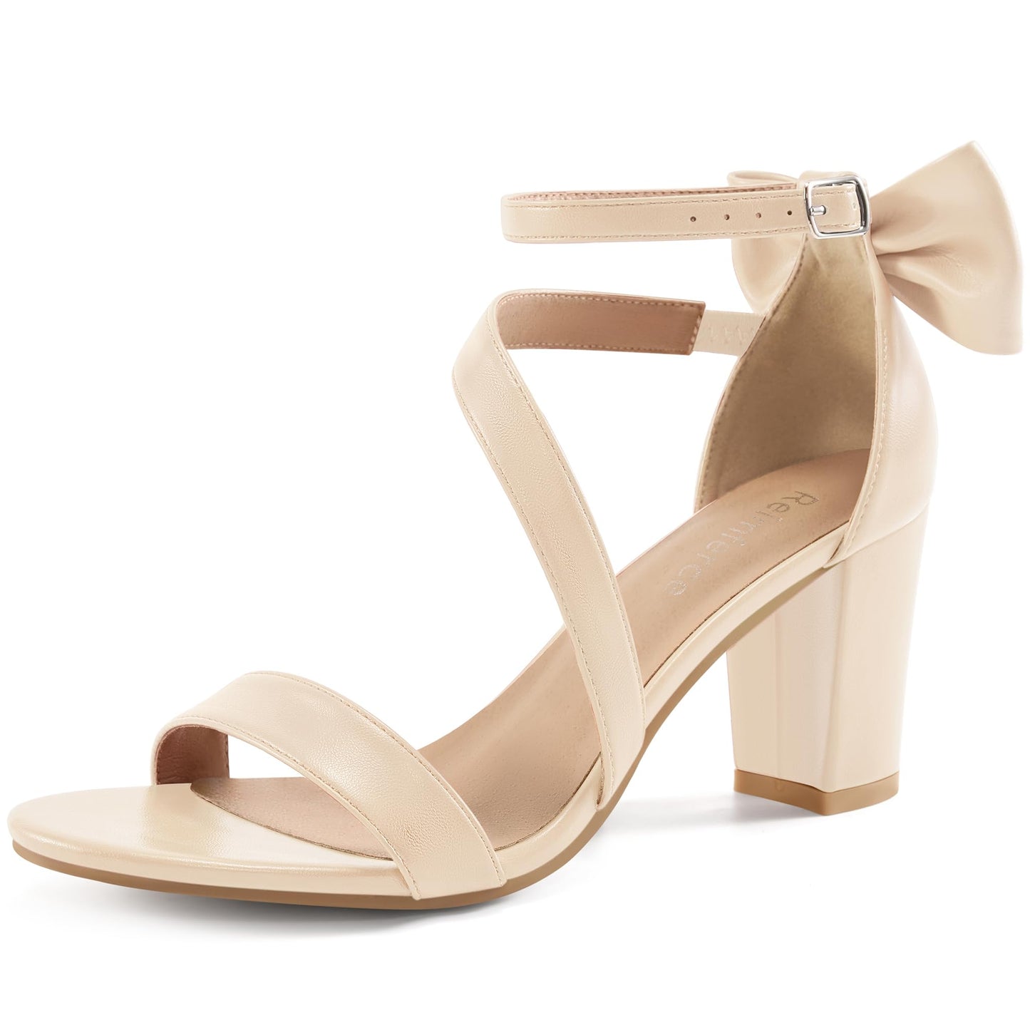 Reimferce Comfortable Block Heels for Women: 3.14" Stable Walk for Confidence on Wedding - Elegant Bow Ankle Strap & Cushioned Insole for Bride & Bridesmaids