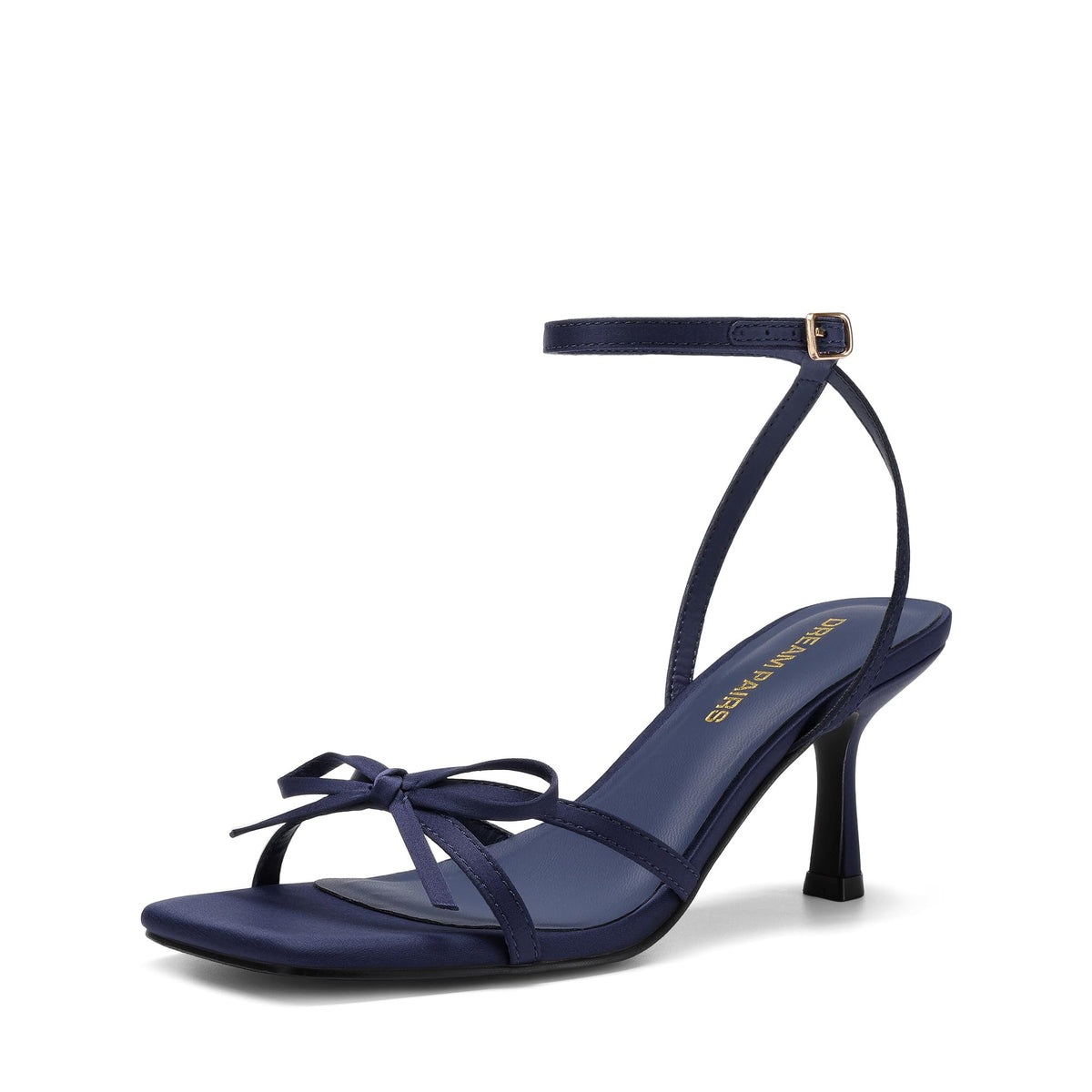 DREAM PAIRS Women's Elegant Bow Strappy Kitten Heel Sandals | Square Open Toe Ankle Strap Dress Heels, Comfort Bridal Heeled Sandals for Wedding and Formal Party Occasions
