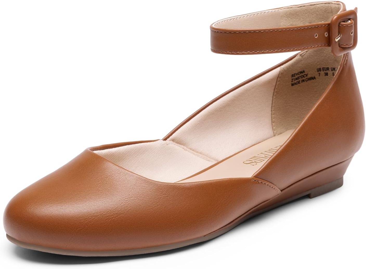 DREAM PAIRS Women's Dress Flats Ballet Low Wedge | Round Toe Flats, Ankle Strap, Comfortable Casual Flat Shoes
