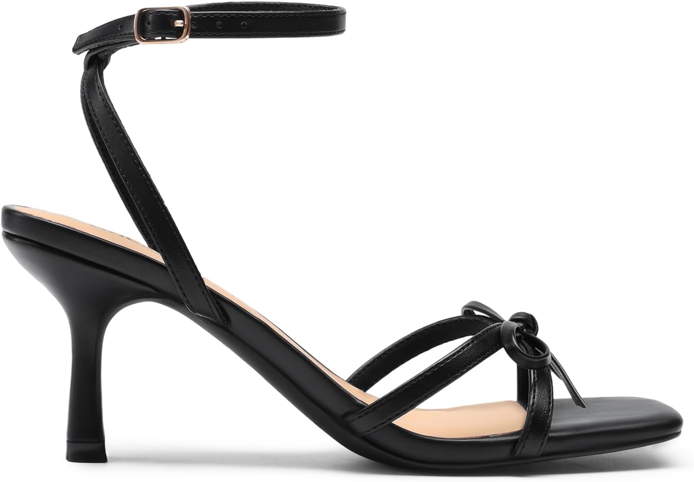 DREAM PAIRS Women's Elegant Bow Strappy Kitten Heel Sandals | Square Open Toe Ankle Strap Dress Heels, Comfort Bridal Heeled Sandals for Wedding and Formal Party Occasions