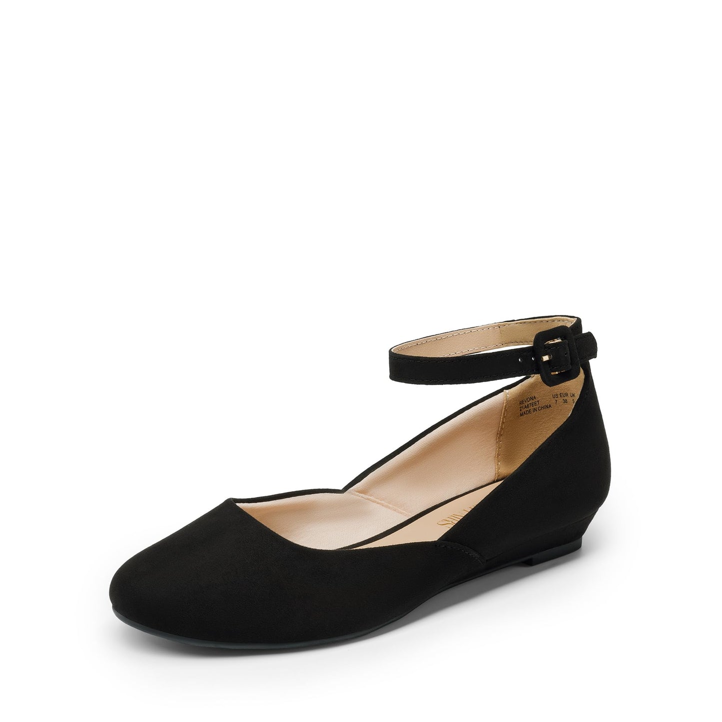 DREAM PAIRS Women's Dress Flats Ballet Low Wedge | Round Toe Flats, Ankle Strap, Comfortable Casual Flat Shoes