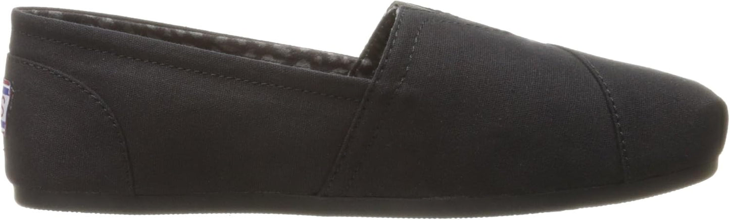 Skechers Women's BOBS Plush-Peace & Love Flats | Casual slip on, Memory Foam footbed, Machine Washable, Crafted with 100% vegan materials, Canvas upper