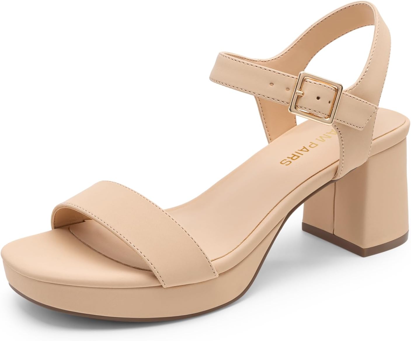 DREAM PAIRS Women's Platform Block Chunky Heels Sandals | Open Square Toe Ankle Strap Heel Fashion Wedding Party Dress Sandals Shoes 2.56-inch Block Heel and a 0.71-inch Platform