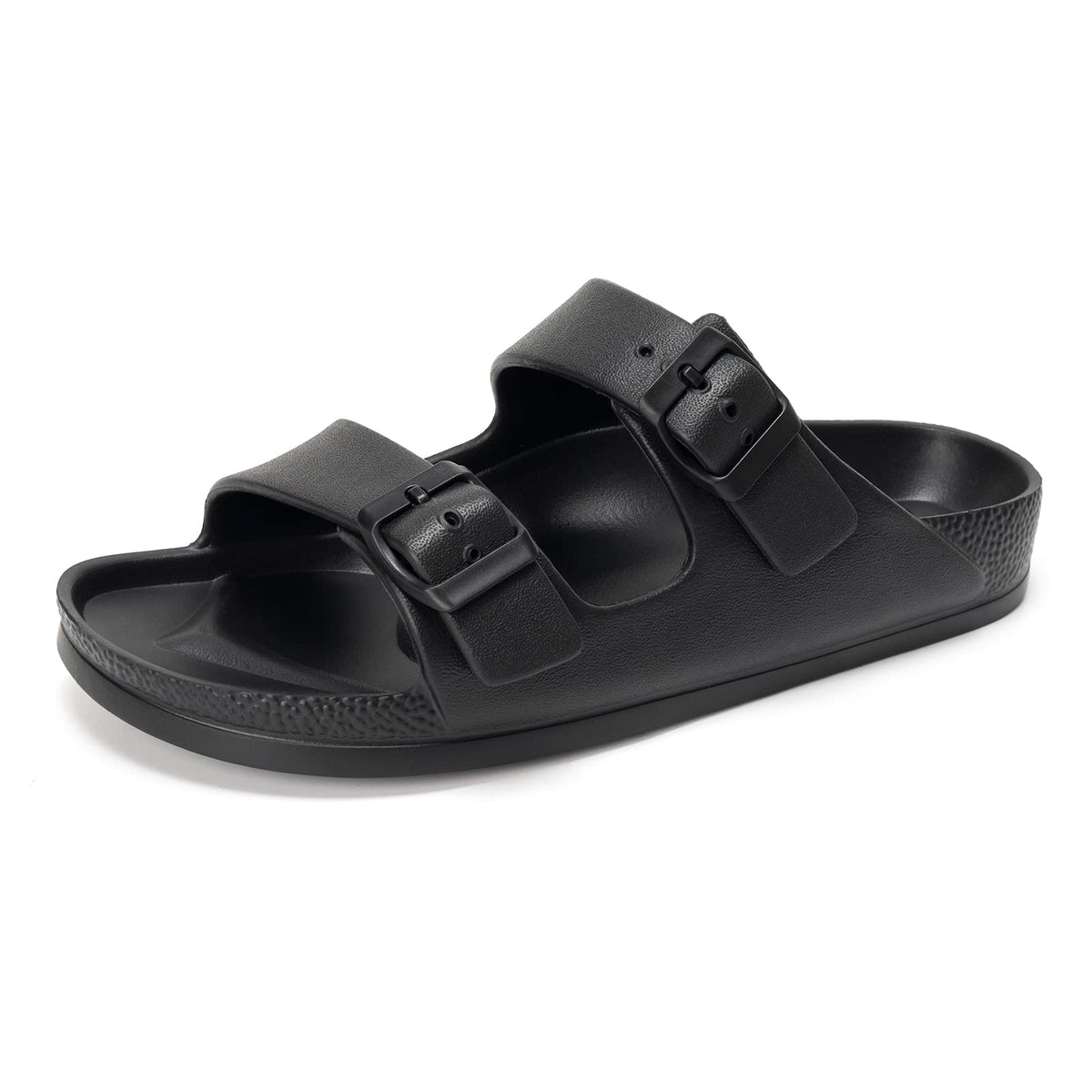 FUNKYMONKEY Women's Comfort Slides Non-Slip Lightweight Flat Beach Sandals | Adjustable Buckle Plastic Sandals with Arch Support, Waterproof Non-Slip Summer Slippers for Pool, Shower & Daily Wear