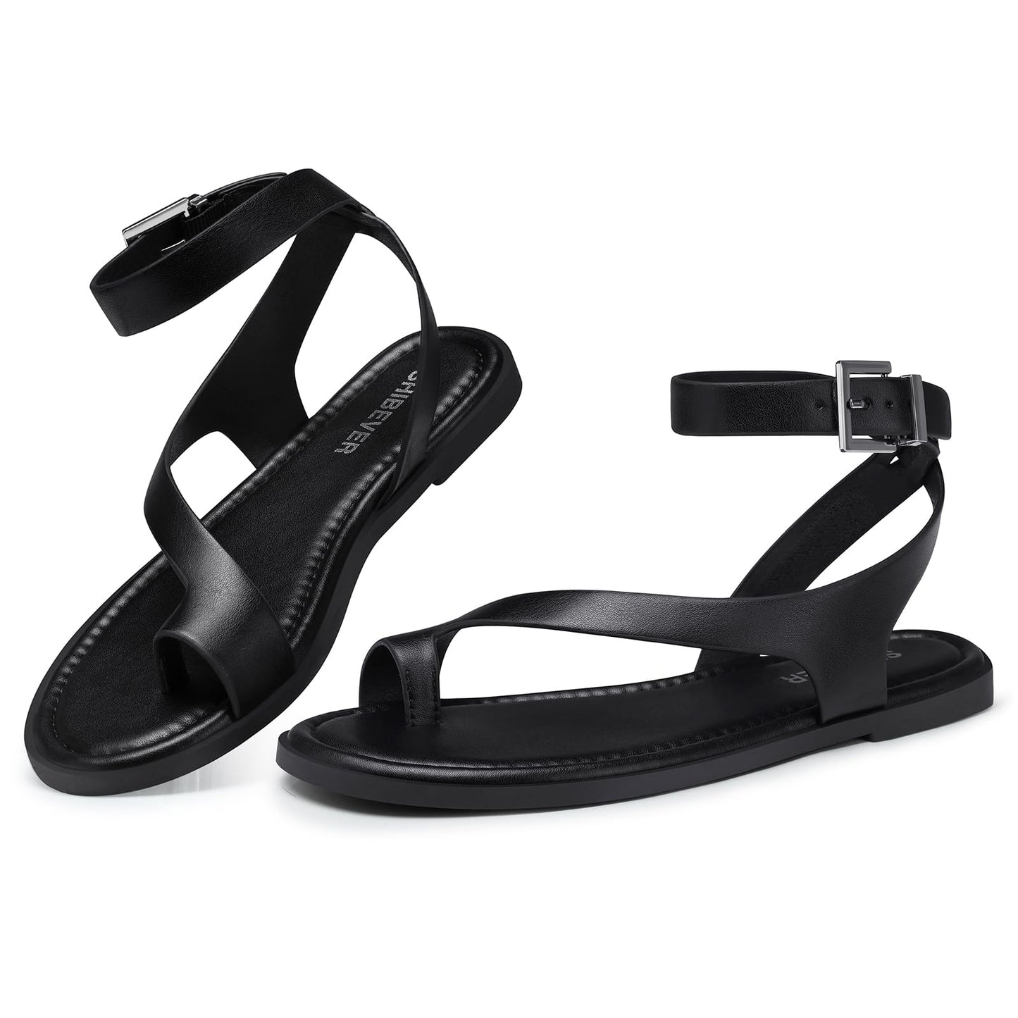 SHIBEVER Flat Sandals for Women Dressy: Comfortable Strappy Sandals Summer | Toe Loop, Adjustable Buckle Ankle Strap, Casual Walking Dress Shoes for Beach Travel Vacation 2026 Size 6-11