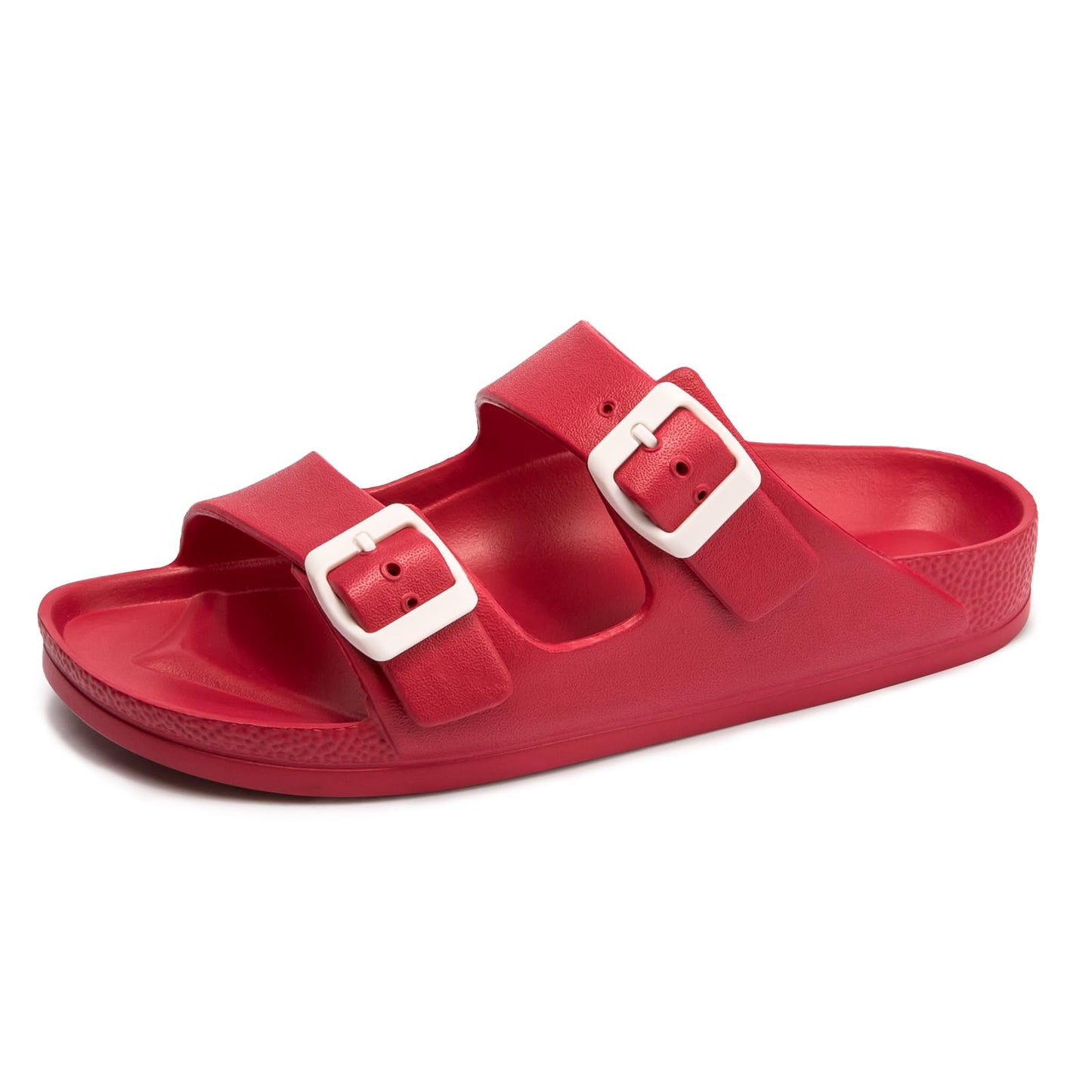FUNKYMONKEY Women's Comfort Slides Non-Slip Lightweight Flat Beach Sandals | Adjustable Buckle Plastic Sandals with Arch Support, Waterproof Non-Slip Summer Slippers for Pool, Shower & Daily Wear
