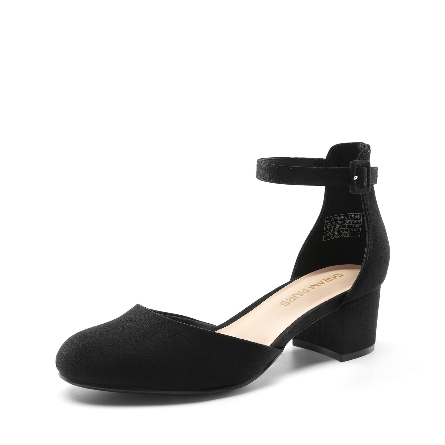 DREAM PAIRS Women's Round Toe Low Block Heel Pumps | Closed Toe Ankle Strap Chunky Heel Pumps Dress Shoes Wedding Office Party Dressy Shoes for Women