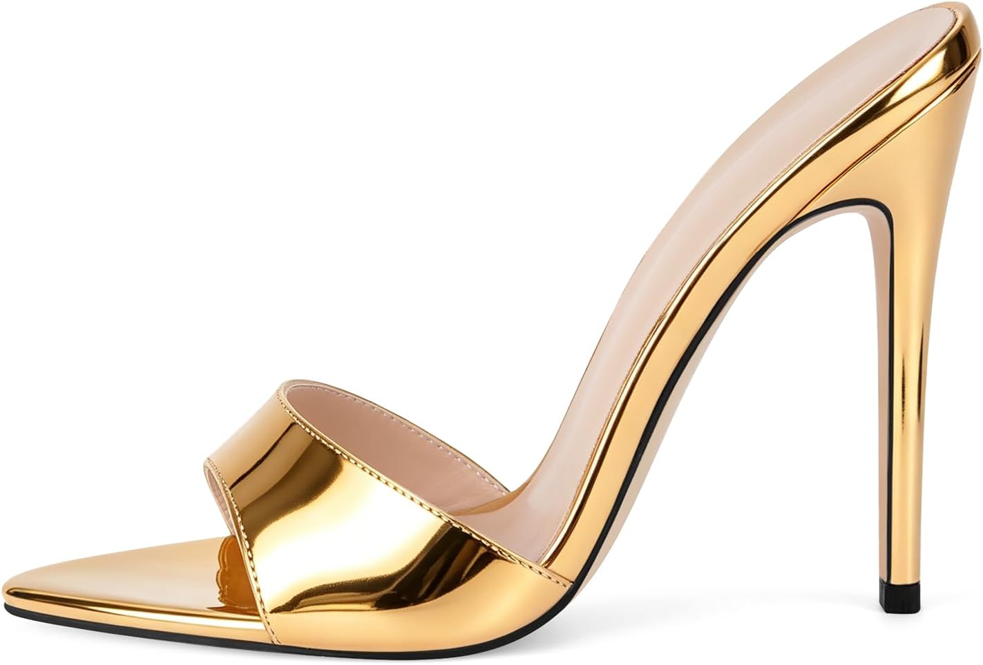 Only maker Heeled Slide Sandals for Women Open Toe Stiletto Mules | Pointed Open Toe, High Heels Slip-On, Dress Shoes, for Party Evening Club & Formal Outfits