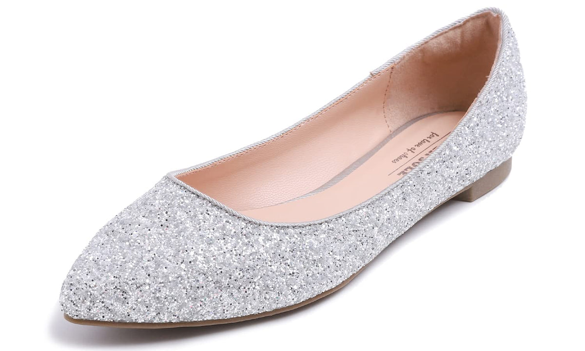 FEVERSOLE Women's Macaroon Colorful Memory Foam Cushion Insock Patent Ballet Flat