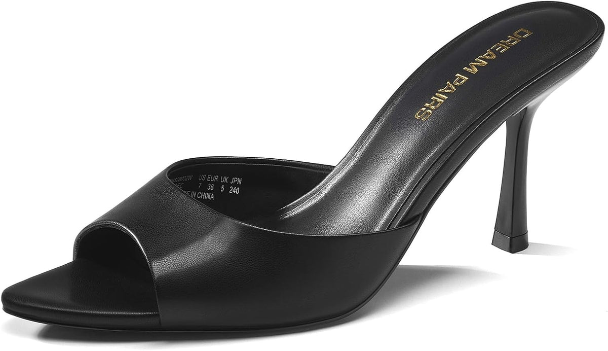 DREAM PAIRS Women's High Heels Kitten Mules | Dressy Comfortable Fashion Pointed Peep Toe Slip On Sandals tacones,Suitable for Wedding Daily Work Travel Vacation Summer