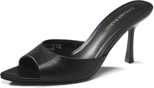 DREAM PAIRS Women's High Heels Kitten Mules | Dressy Comfortable Fashion Pointed Peep Toe Slip On Sandals tacones,Suitable for Wedding Daily Work Travel Vacation Summer
