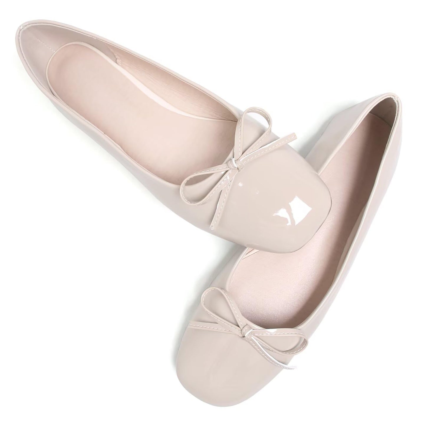Dear Time Women's Casual Foldable Ballet Flats Square Toe Ballerina Flats Shoes Comfortable