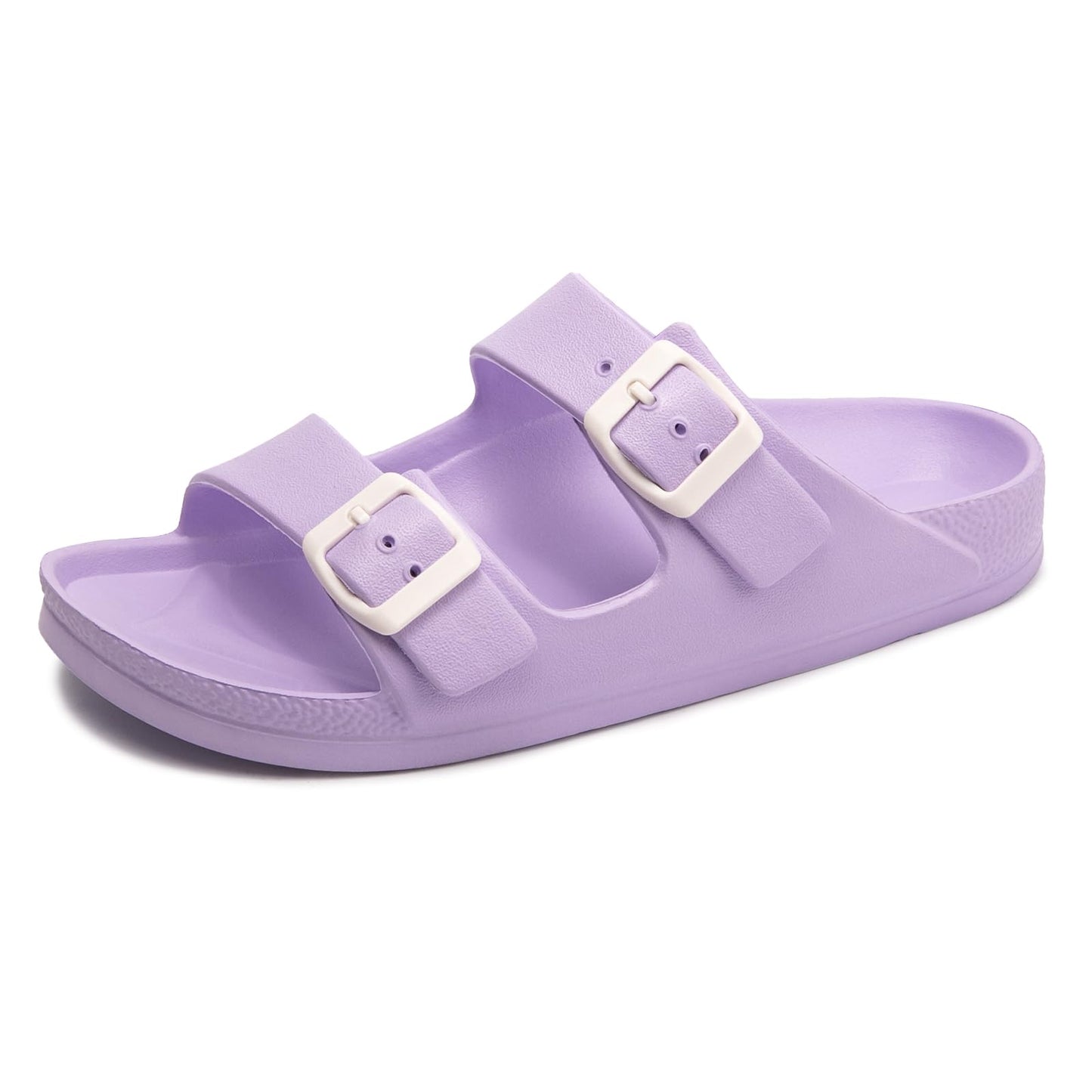 FUNKYMONKEY Women's Comfort Slides Non-Slip Lightweight Flat Beach Sandals | Adjustable Buckle Plastic Sandals with Arch Support, Waterproof Non-Slip Summer Slippers for Pool, Shower & Daily Wear