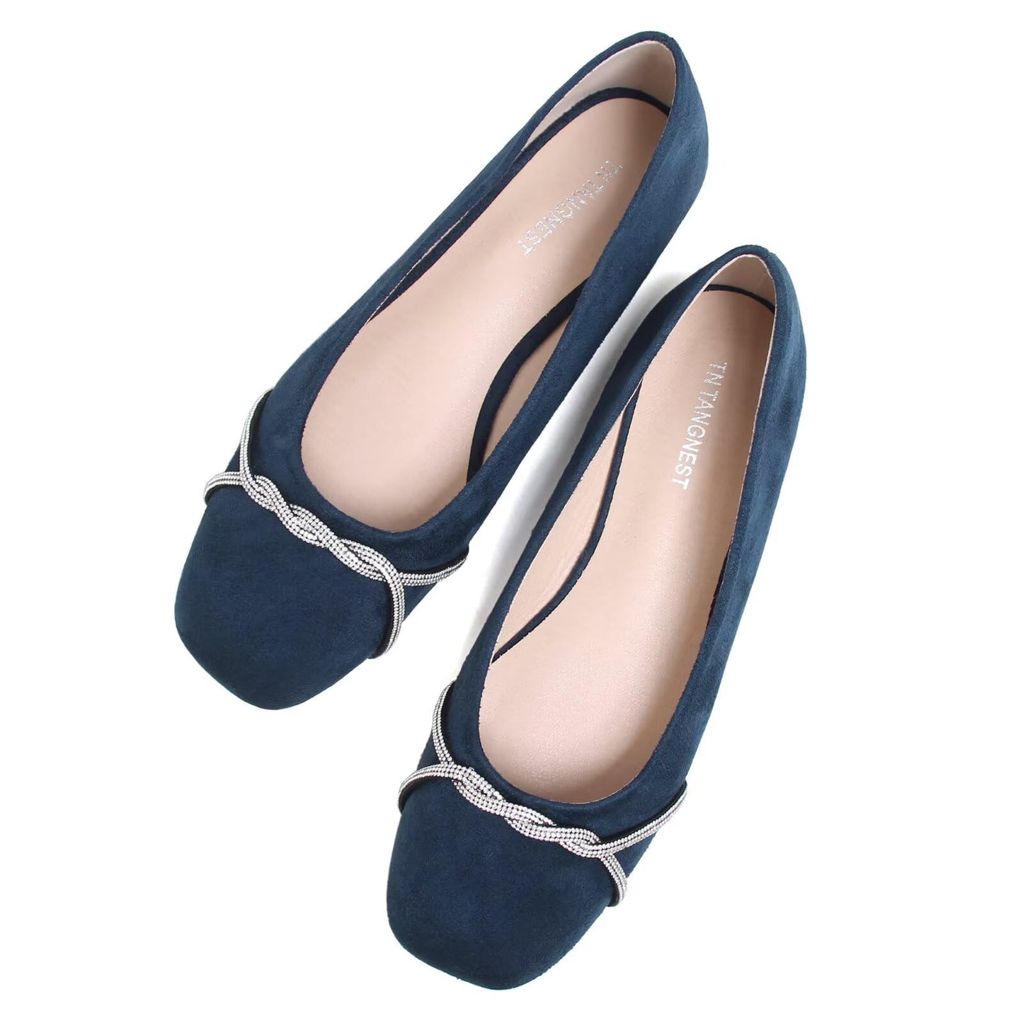 TN TANGNEST Womens Casual Flats Chain Ballet Flats | Fashion Pointed Toe Rhinestone Flats, Comfort Slip On Dress Shoes for Business Work Office Wedding Party