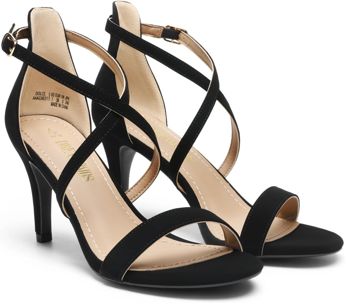 DREAM PAIRS Women Strappy Stiletto Dress Sandals | Strappy Stiletto High Heels,Open Toe Rhinestone Wedding Dress Shoes,Cushioned Insole,for Party Wedding