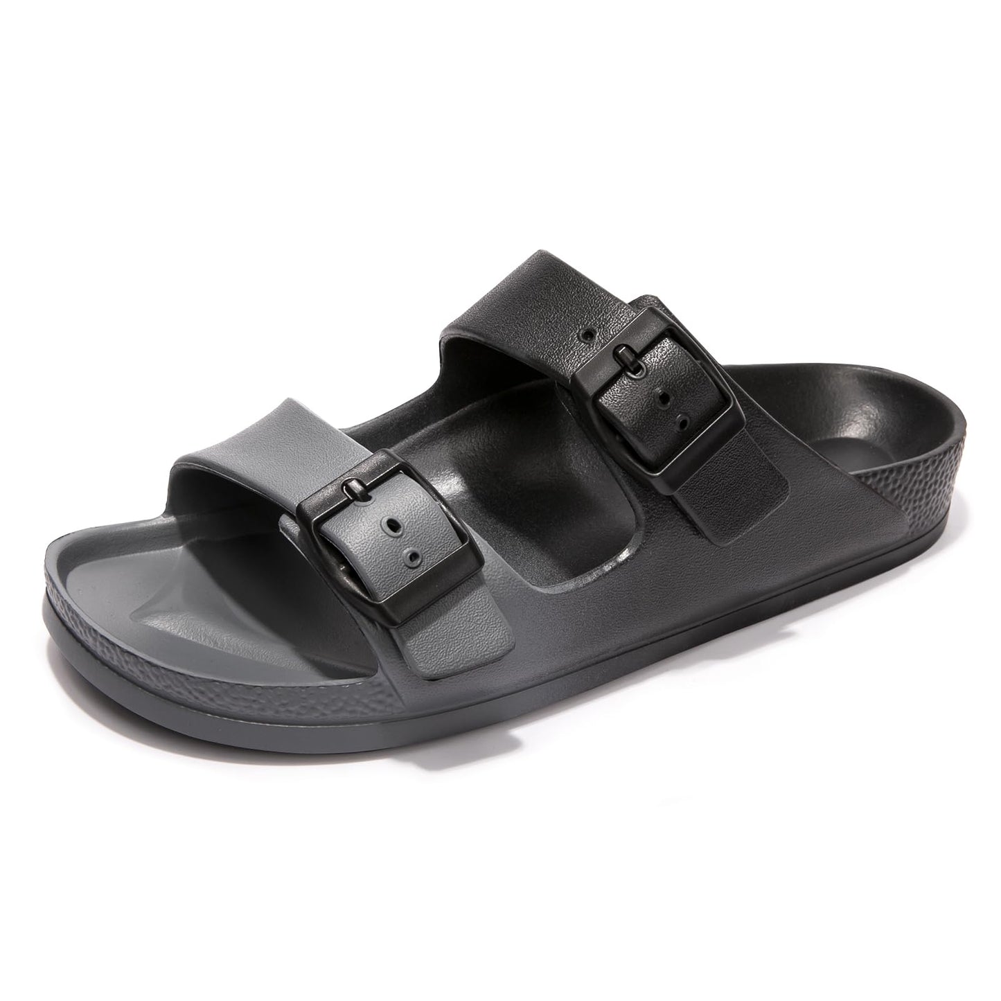 FUNKYMONKEY Women's Comfort Slides Non-Slip Lightweight Flat Beach Sandals | Adjustable Buckle Plastic Sandals with Arch Support, Waterproof Non-Slip Summer Slippers for Pool, Shower & Daily Wear