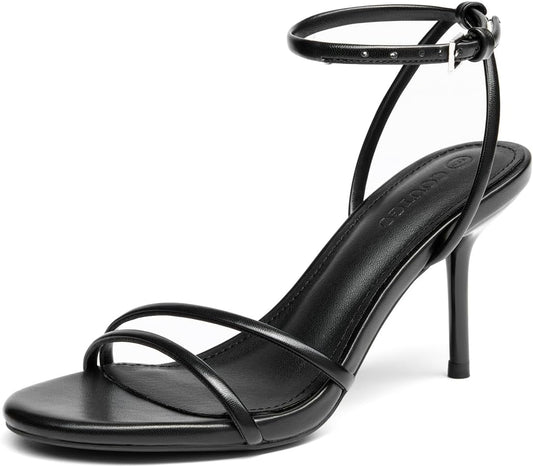 Coutgo Womens Strappy High Heels Open Almond Toe Dress Shoes Ankle Strap Summer Heeled Sandals