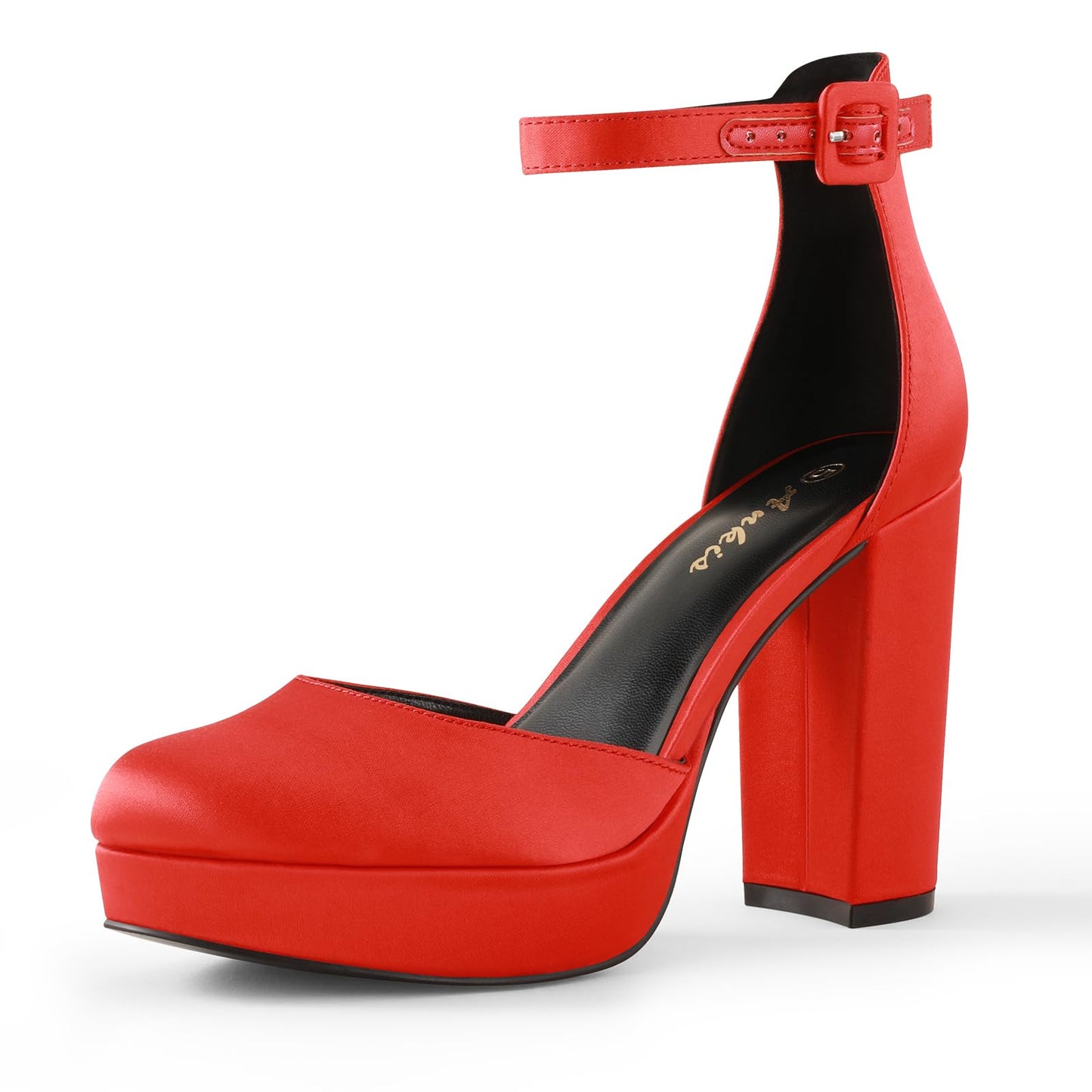 Ankis Black Platform Closed Toe Heels for Women, Womens Heels Closed Round Toe Chunky Block Pumps Shoes, 4 Inch