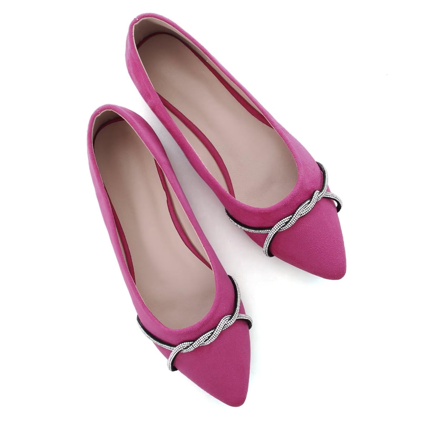 TN TANGNEST Womens Casual Flats Chain Ballet Flats | Fashion Pointed Toe Rhinestone Flats, Comfort Slip On Dress Shoes for Business Work Office Wedding Party