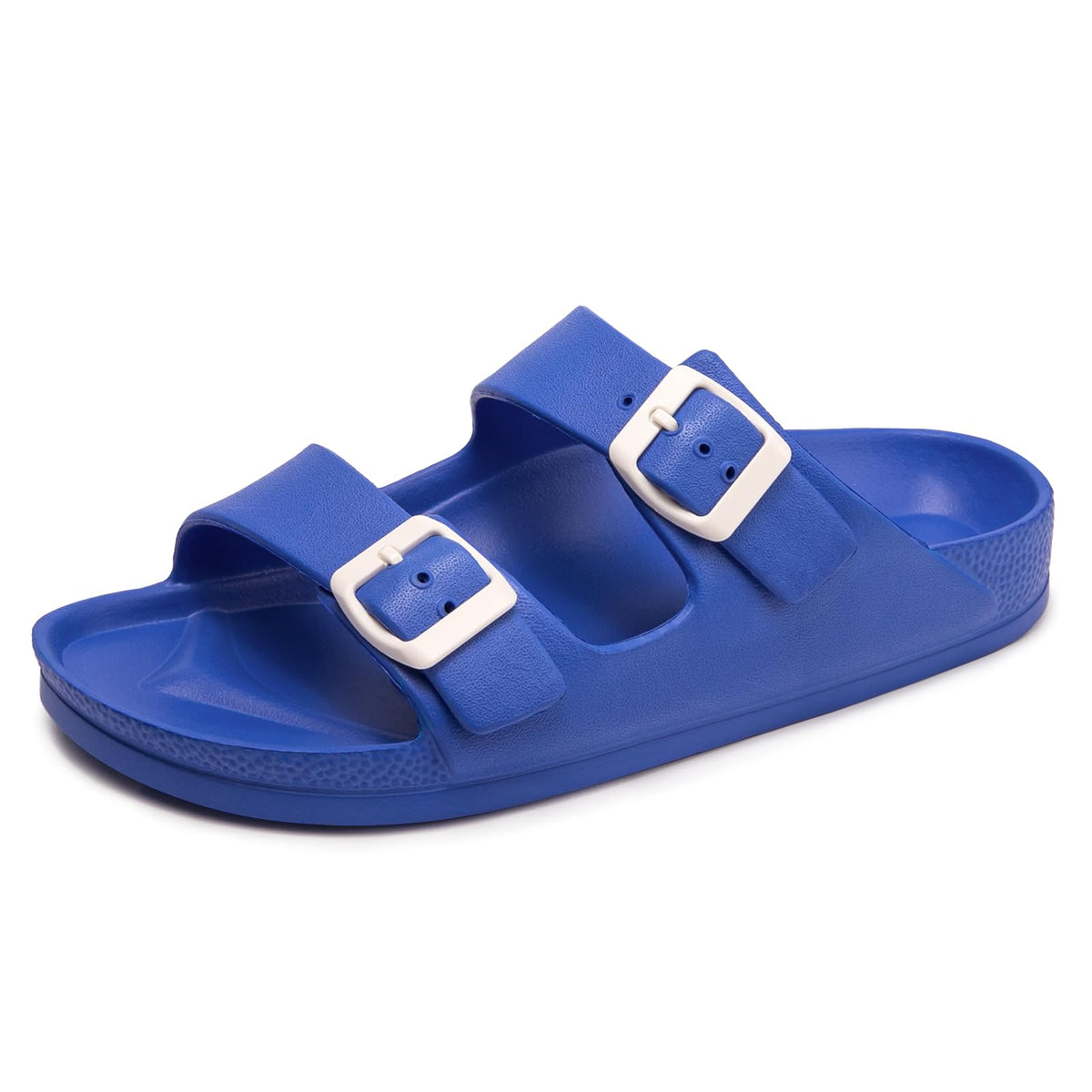 FUNKYMONKEY Women's Comfort Slides Non-Slip Lightweight Flat Beach Sandals | Adjustable Buckle Plastic Sandals with Arch Support, Waterproof Non-Slip Summer Slippers for Pool, Shower & Daily Wear