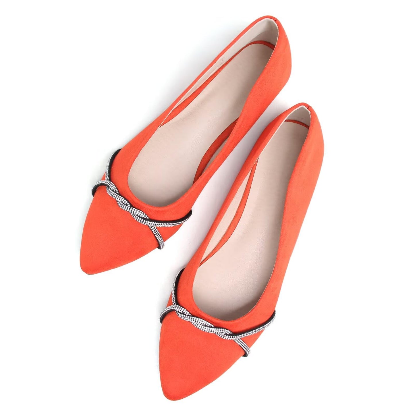 TN TANGNEST Womens Casual Flats Chain Ballet Flats | Fashion Pointed Toe Rhinestone Flats, Comfort Slip On Dress Shoes for Business Work Office Wedding Party
