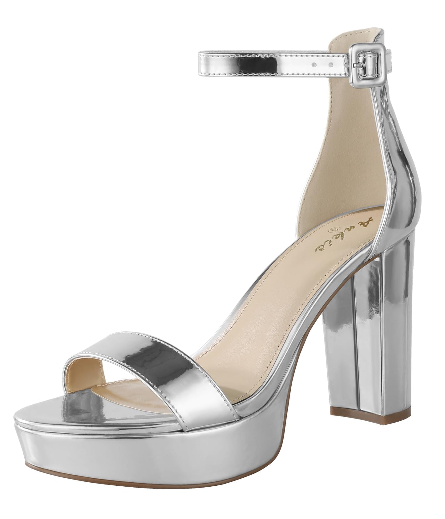 Ankis Chunky Platform Heels - 4 Inch Block Heeled Sandals for Women - Comfortable Open Toe Strappy Heels - Black, Nude, White, Silver, Gold - Summer Dress Shoes
