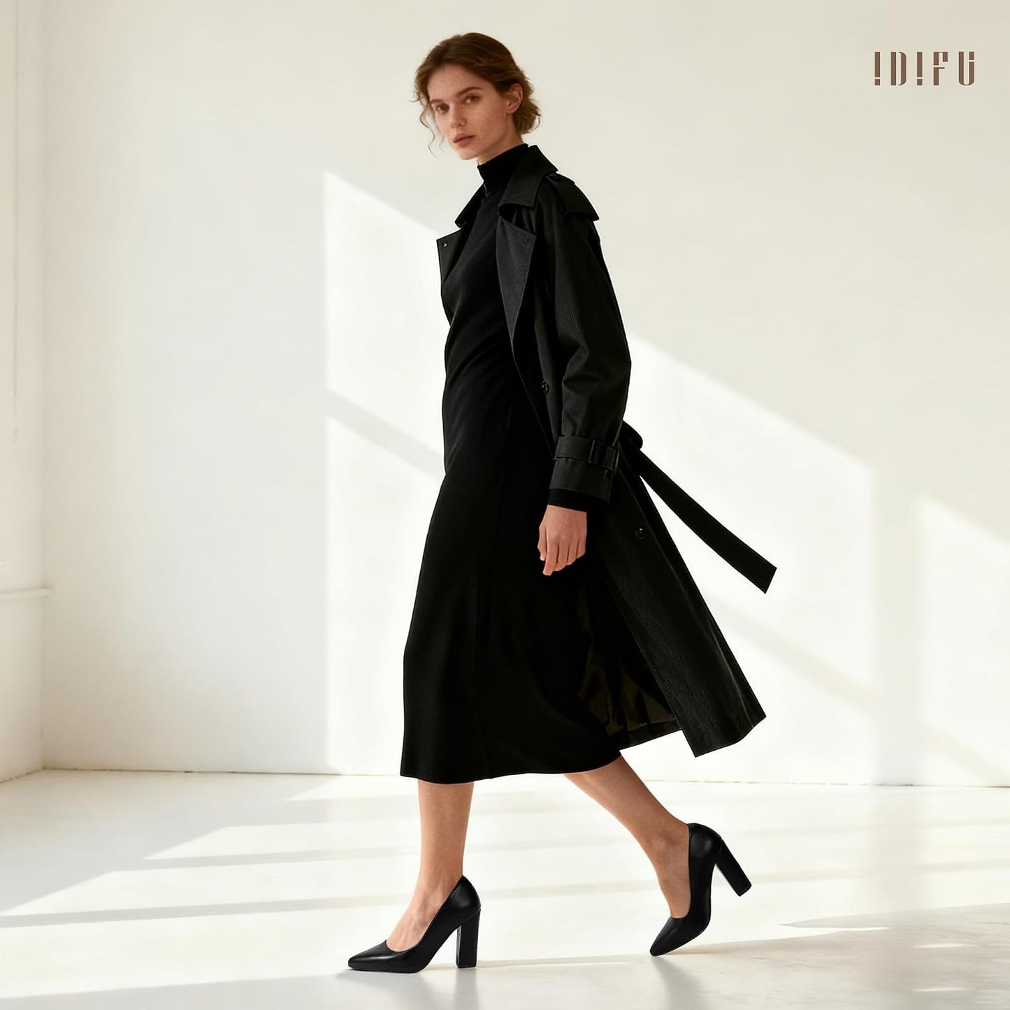 IDIFU Women's IN4 Chunky High Heels Closed Pointed Toe Pumps | Formal Block Heel Office Business Wedding Dress Shoes for Women Ladies