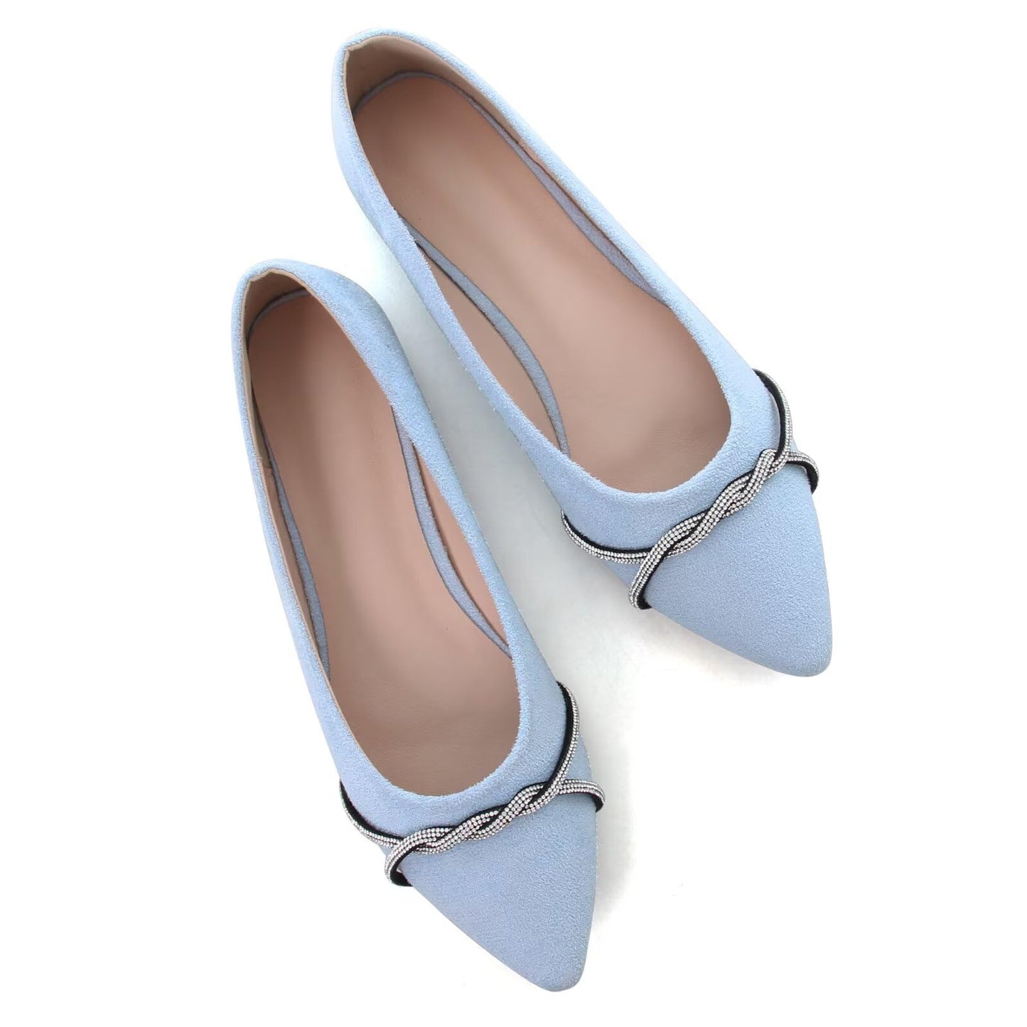 TN TANGNEST Womens Casual Flats Chain Ballet Flats | Fashion Pointed Toe Rhinestone Flats, Comfort Slip On Dress Shoes for Business Work Office Wedding Party