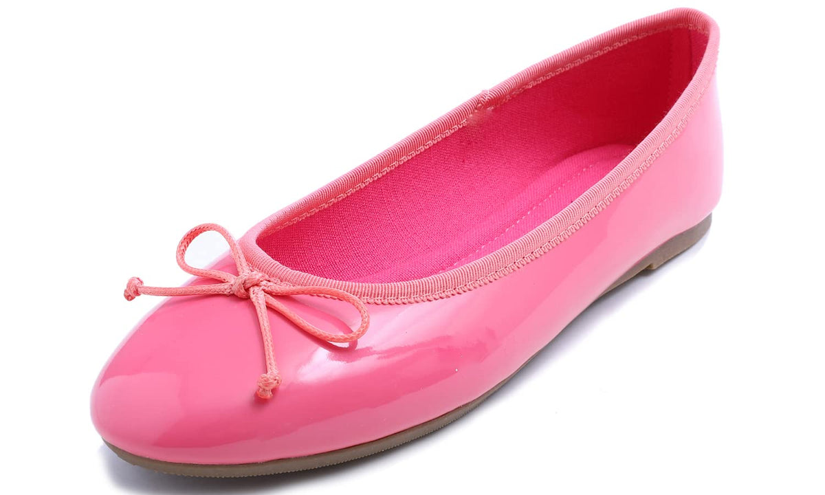 FEVERSOLE Women's Macaroon Colorful Memory Foam Cushion Insock Patent Ballet Flat