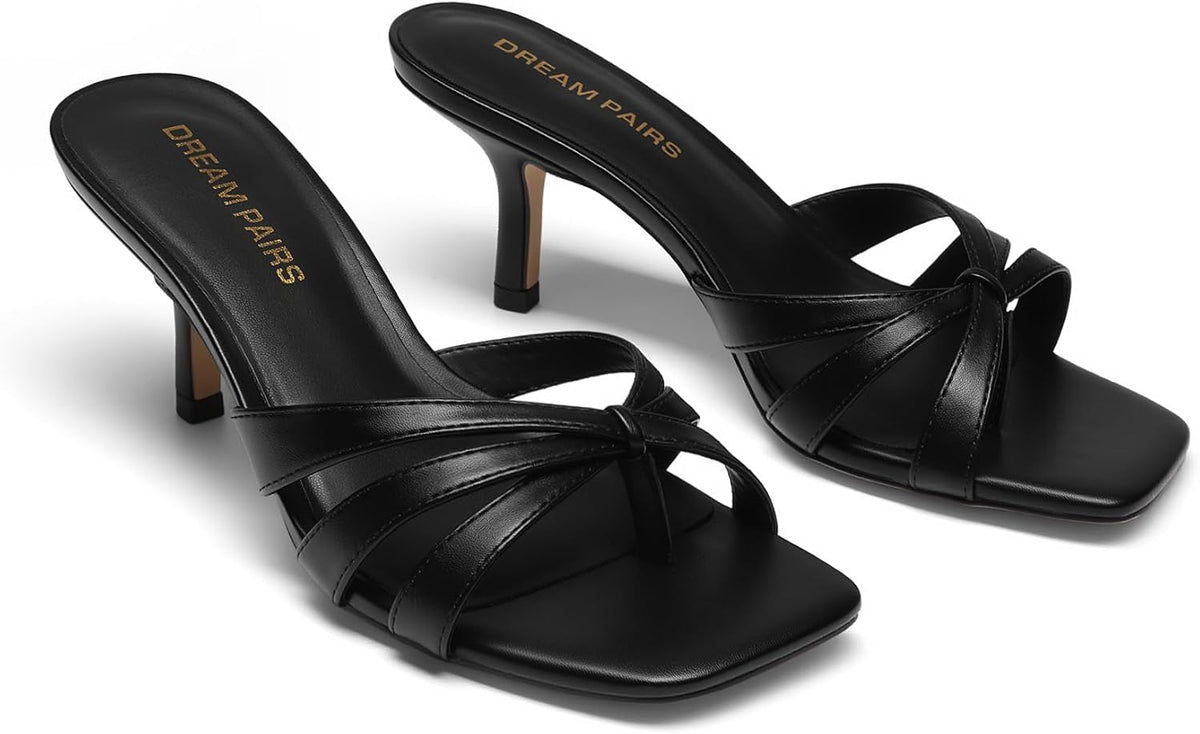 DREAM PAIRS Women's Thong Kitten Heel Sandal | 2.5 inch square open toe kitten heels, stability cute thong mules,casual sandals with cushioned insoles for party vacation