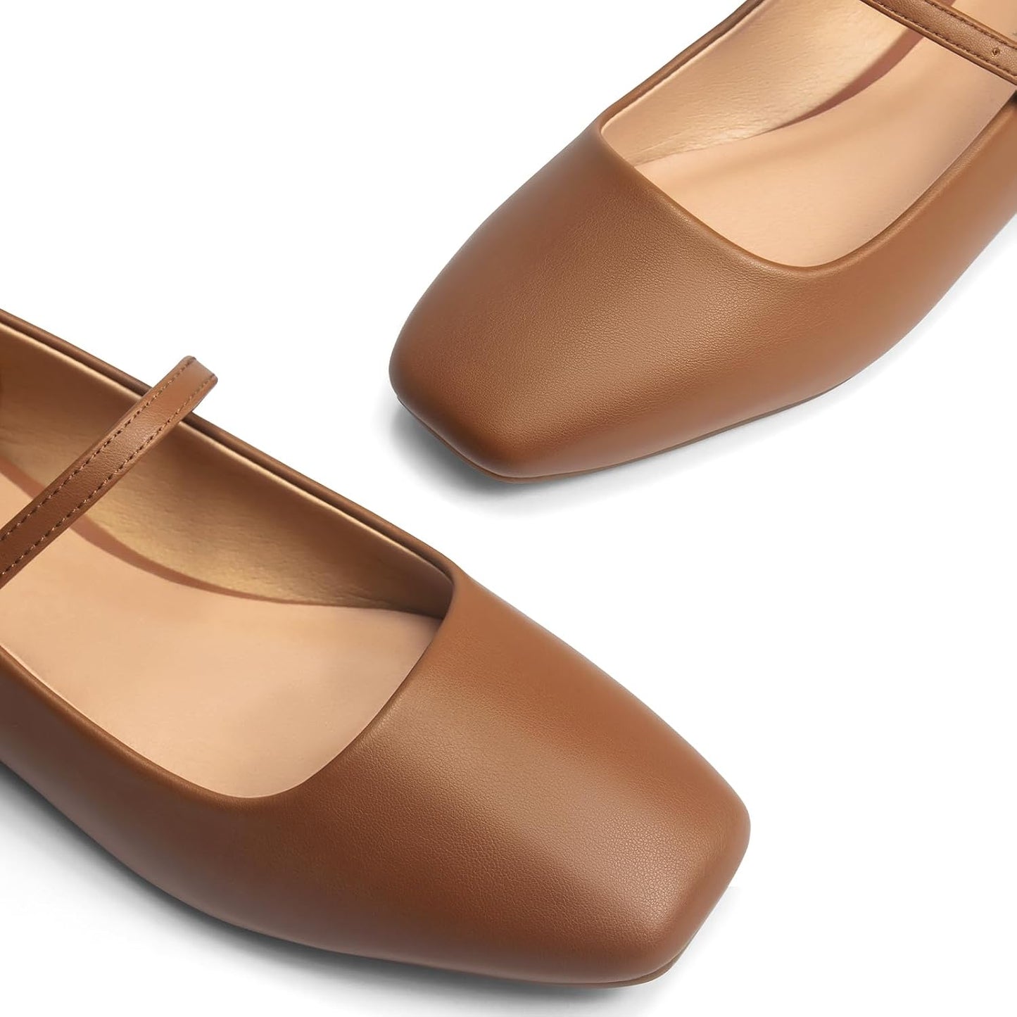 Womens Mary Jane Flats Closed Toe Buckle Strap Square Toe Ballet Flats | Closed Toe, Adjustable Strap, Buckle Closure, Comfortable, Soft PU Leather