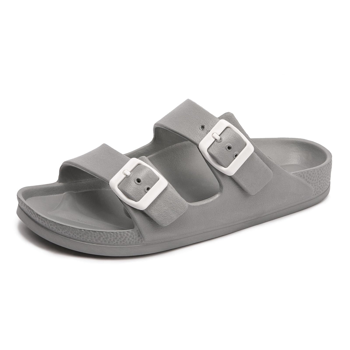 FUNKYMONKEY Women's Comfort Slides Non-Slip Lightweight Flat Beach Sandals | Adjustable Buckle Plastic Sandals with Arch Support, Waterproof Non-Slip Summer Slippers for Pool, Shower & Daily Wear