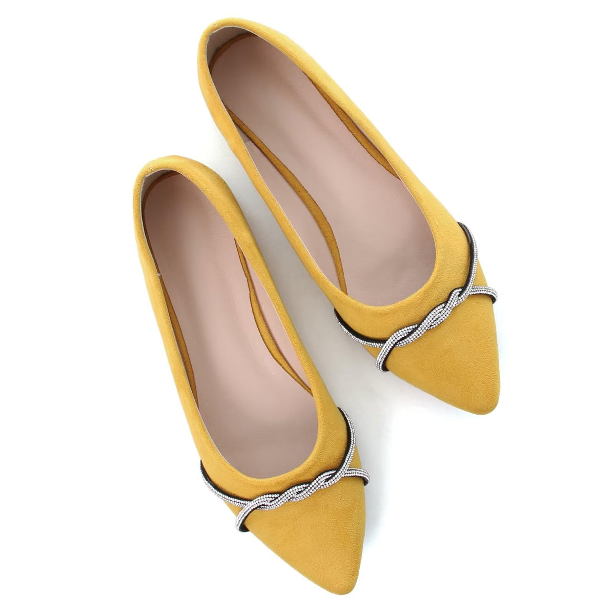 TN TANGNEST Womens Casual Flats Chain Ballet Flats | Fashion Pointed Toe Rhinestone Flats, Comfort Slip On Dress Shoes for Business Work Office Wedding Party