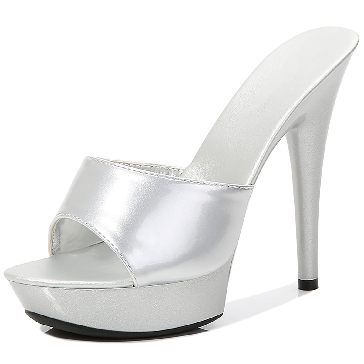 Women Fish Mouth Sky High Heel Platform Sexy Party Slides Round Open Toe Slip On High Heeled Backless Prom Sandals Fashion Stiletto Dress Bridal Evening Shoes