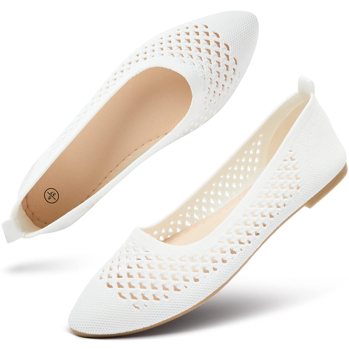 hash bubbie Women's Mesh Flats Shoes Ballet Dress Shoes | knit dressy slip on business non slip breathable casual comfortable pointed toe loafers