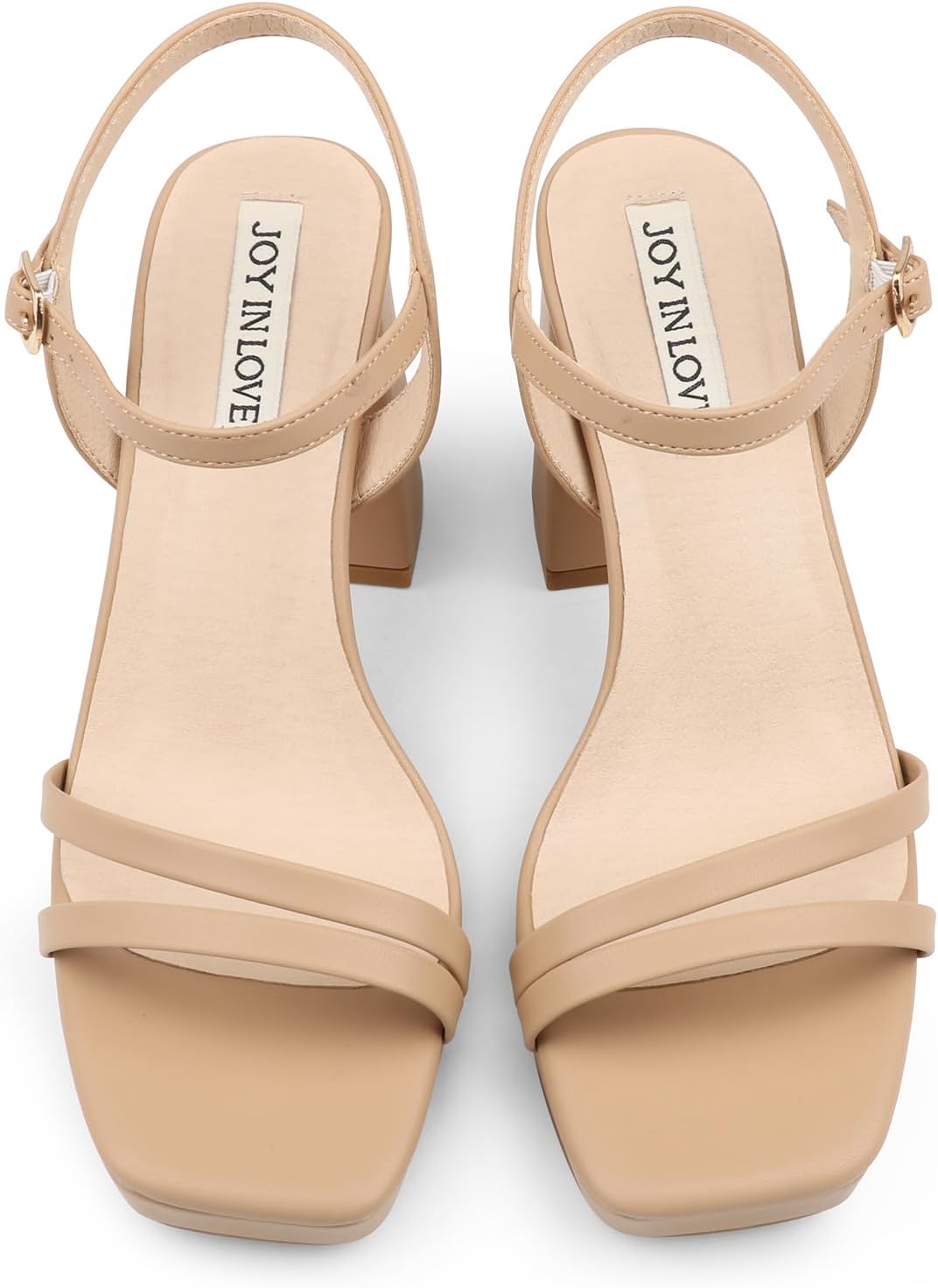 JOY IN LOVE Platform Sandals Women Chunky Block Heels | 3.5 Inch High Heels, Ankle Strap, Square Open Toe Sandals, Wedding, Party Dress Shoes